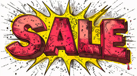 Sale - Comic book style word on white background. Illustration.の素材