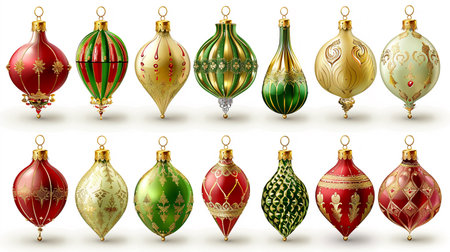 Set of Christmas baubles isolated on white background. Vector illustration.の素材