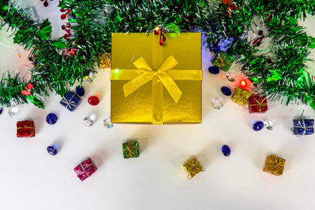 Gift box on white background. Christmas and New Year concept.