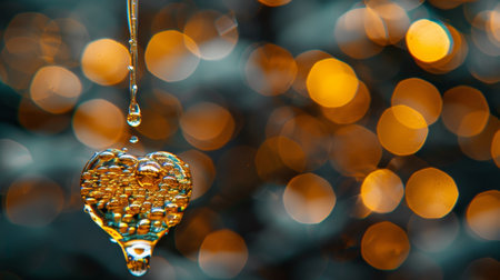 Molten gold heart dripping luminous liquid metal, shimmering sparks, dark background, high contrast surreal artの素材