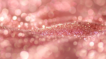 Soft pink and gold glitter background, swirling bokeh, romantic sparkling texture, dreamy Valentine moodの素材