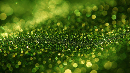 Elegant minimalist green glitter background with shimmering particles and soft depth of fieldの素材