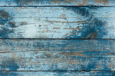 blue wood texture with gray veins and knotsの写真素材