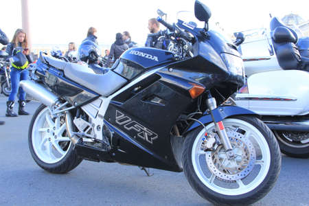 Saint Petersburg Russia Palace square 10/04/2014 closing of the motorcycle season by bikers of the cityのeditorial素材