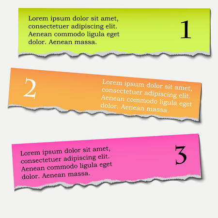 Design elements - multi colored torn paper background strips with space for text. Vectorのイラスト素材