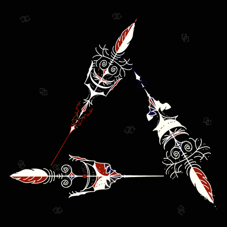 Set of vintage arrows, hand drawn in graphic style. Triangle. Vectorのイラスト素材