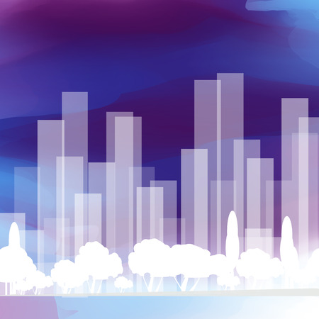 Watercolor background with marble effect cover, petal, smoke, steam. Colourful template. Skyscraper landscape. Vectorのイラスト素材