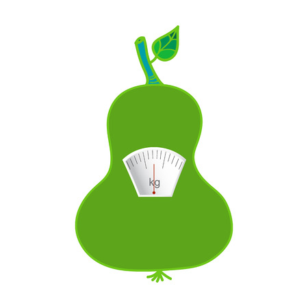 The concept of weight loss, healthy lifestyles, diet, proper nutrition. Fruit and scales. Vector. Hand-paintedのイラスト素材