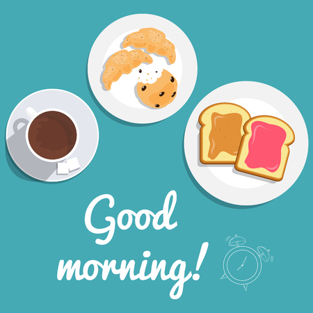 Breakfast on the table, good morning concept. Vectorのイラスト素材