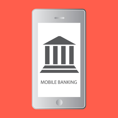 Concept for mobile banking and online payment. Vector flat illustration. Flat cartoon style. Send money via smartphoneのイラスト素材