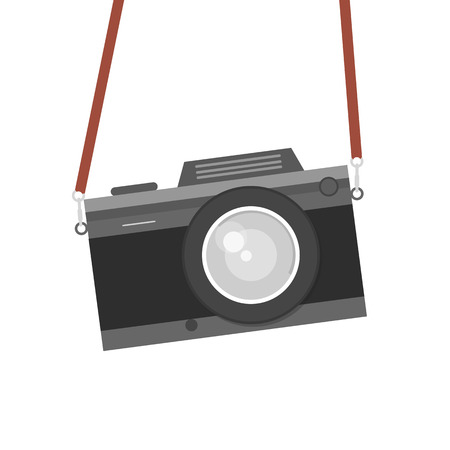 Retro, vintage camera, flat style design. Photo shooting. Vector illustrationのイラスト素材