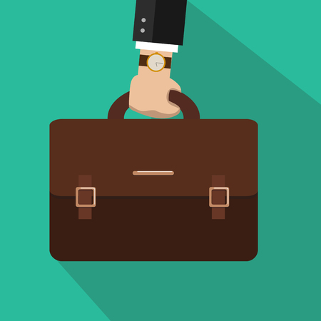 Bussiness, hand holding briefcase. Vectorのイラスト素材