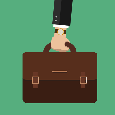 Businessman hand holding briefcase. Vector illustrationのイラスト素材