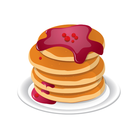 Fresh tasty hot pancakes with sweet maple syrup.のイラスト素材