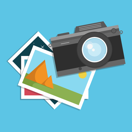 Retro, vintage camera, flat style design. Photo shooting. Vector illustrationのイラスト素材