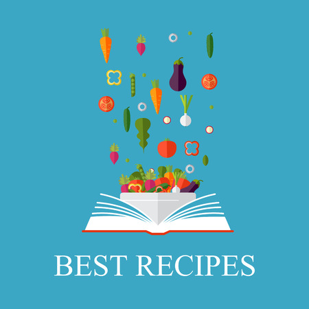 Vegetarian, healthy eating concept. Vector concept illustration. Book of recipes, cookbook, best recipes.のイラスト素材