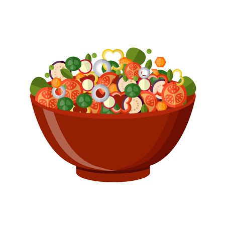 Fresh vegetables salad vector icon set. Vector illustration. Flat style organic icons setのイラスト素材