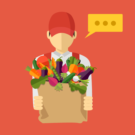 Flat design style. Food delivery design, vector illustration.のイラスト素材