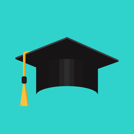 Vector illustration in the flat style. Academic graduation cap isolated on the background.のイラスト素材