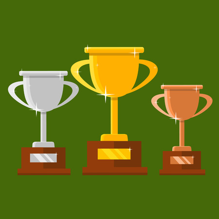 Champion trophy flat icon. Winner cup. Championship and leadership isolated illustration. First place winner concept. Vectorのイラスト素材