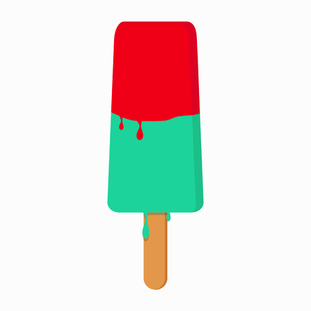 The concept of summer, delicious food, sweets, childhood. Vector illustration. Bright ice cream. Flat style.のイラスト素材