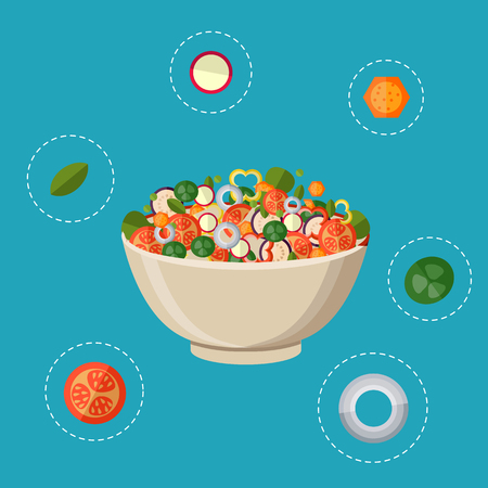 Salad with fresh vegetablesのイラスト素材