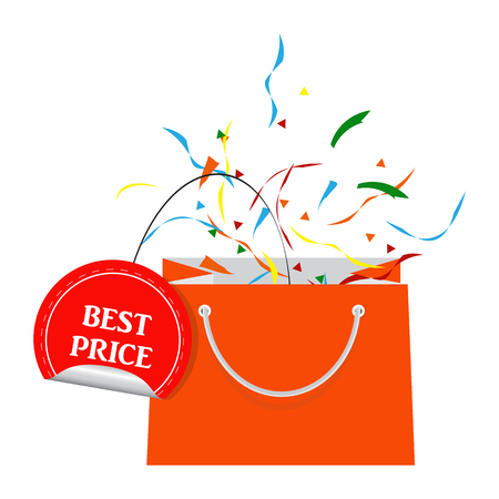 Sale poster with shopping bag with promotion label. Vectorのイラスト素材