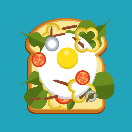 Flat design style. Vector illustration. Breakfast concept toast. Slices of toastのイラスト素材