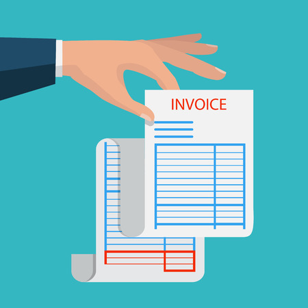 Hand holding blank of receipt vector illustration isolated on background.のイラスト素材