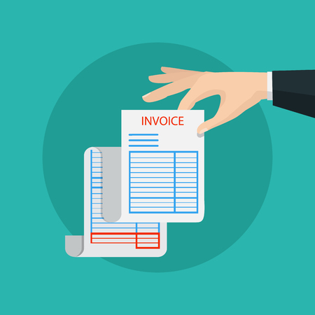 Hand holding blank of receipt. Vector illustration isolated on backgroundのイラスト素材