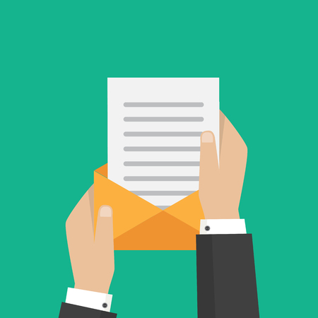 Email and incoming messages concept. Hand holds envelope.のイラスト素材