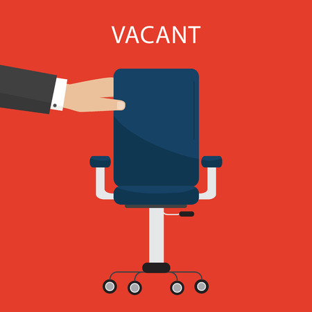 Office chair and a sign vacant. Business concept. Flat design vector illustrationのイラスト素材