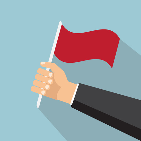 illustration Man's hand holding a flag.のイラスト素材
