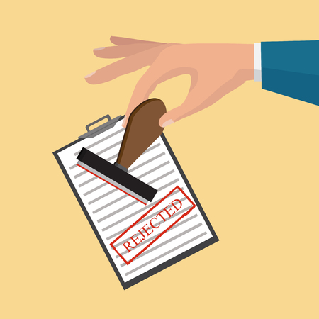 Rejected document with stamp. Rejected application concepts. Vector illustrationのイラスト素材