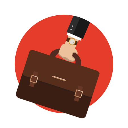 Bussiness, hand holding briefcase. Vectorのイラスト素材