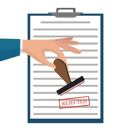 Rejected document with stamp. Rejected application concepts. Vector illustrationのイラスト素材
