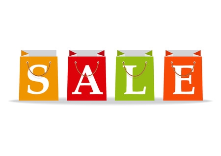 Sale poster with shopping bag with promotion label. Vectorのイラスト素材