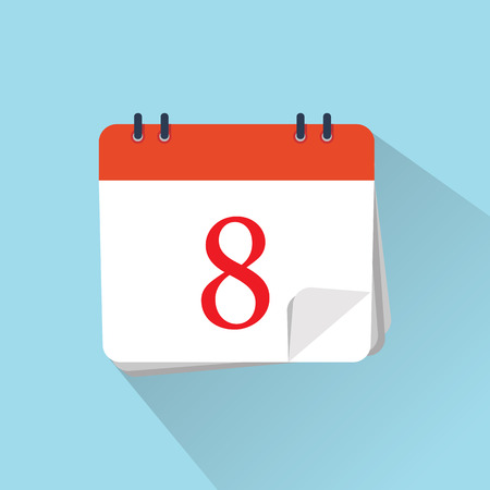 The 8th  of the mounth. Vector illustration. Flat icon of calendar isolated on a background. のイラスト素材