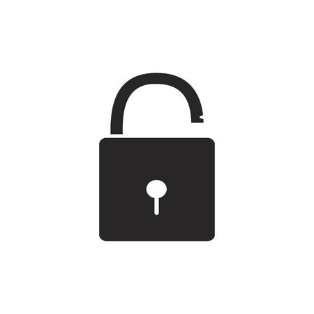 Lock icon, isolated on colored background. Vector. Opened and closed locks. Flat style. Concept of password, blocking, security. のイラスト素材