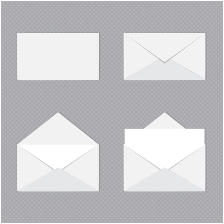 Correspondence, message concept. Vector illustration. A set of open and closed envelopes with letter.のイラスト素材