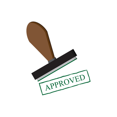 Vector flat illustration. Approved paper document, green approved stamp. のイラスト素材