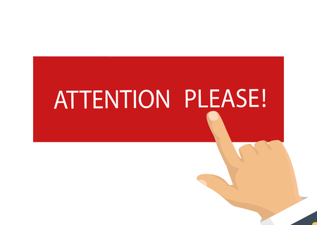 Hand holding banner with pay attention please. Vector illustrationのイラスト素材