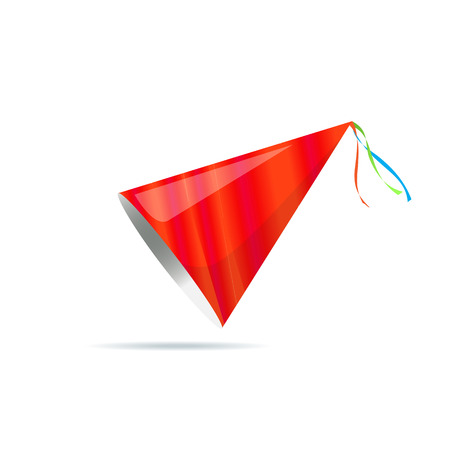 Vector isolated illustration. Holiday icon. Isometric 3d illustration. Birthday party hat with stripes. のイラスト素材