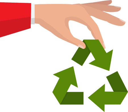 Paper recycling concept. Big stacks of papers with recycle sign. Vectorのイラスト素材