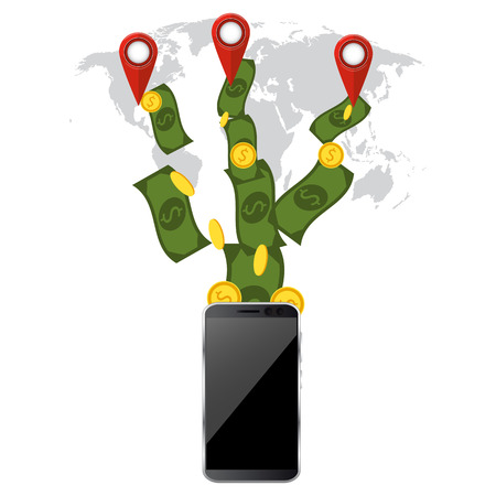 Sending and receiving money. Banking payment app. Vector illustrationのイラスト素材