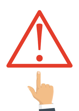 Hand holding banner with pay attention please. Vector illustrationのイラスト素材
