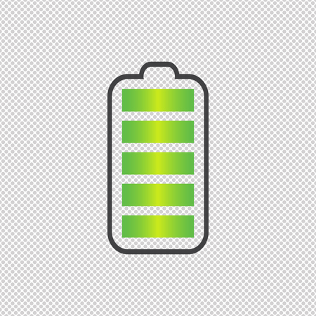 Battery charge state indicator icons. Set with different levels of charge phone's battery. Vector illustration.のイラスト素材