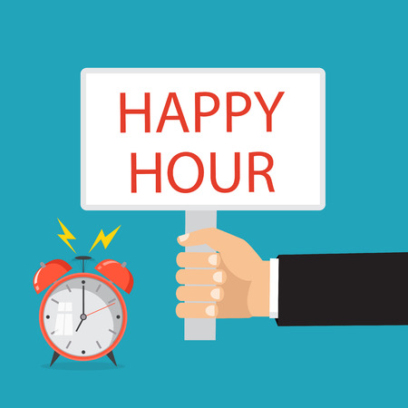 Happy hour alarm clock concept. Vector icon illustrationのイラスト素材