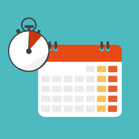 Date and time icon. Stopwatch and calendar. Vectorのイラスト素材