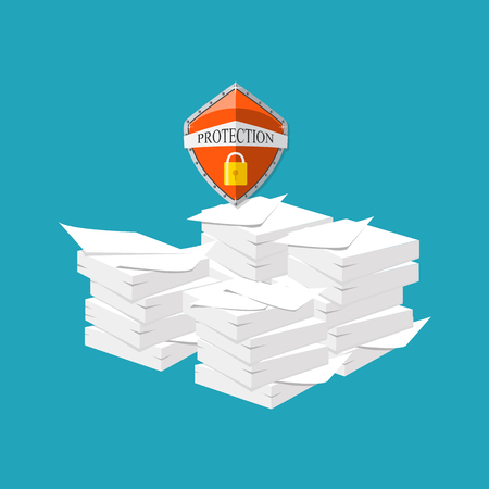Document protection concept. Privacy, security idea. Vector illustrationのイラスト素材